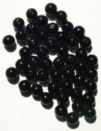 50 8mm Round Opaque Black Glass Beads